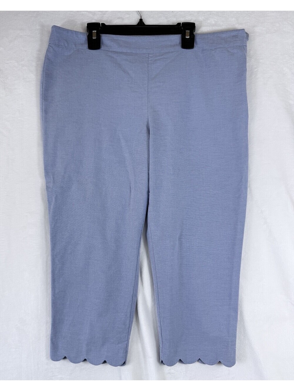 Talbots Chatham Crop Pants 10 Petite Women Scalloped Hem Blue Cotton Stretch 10P